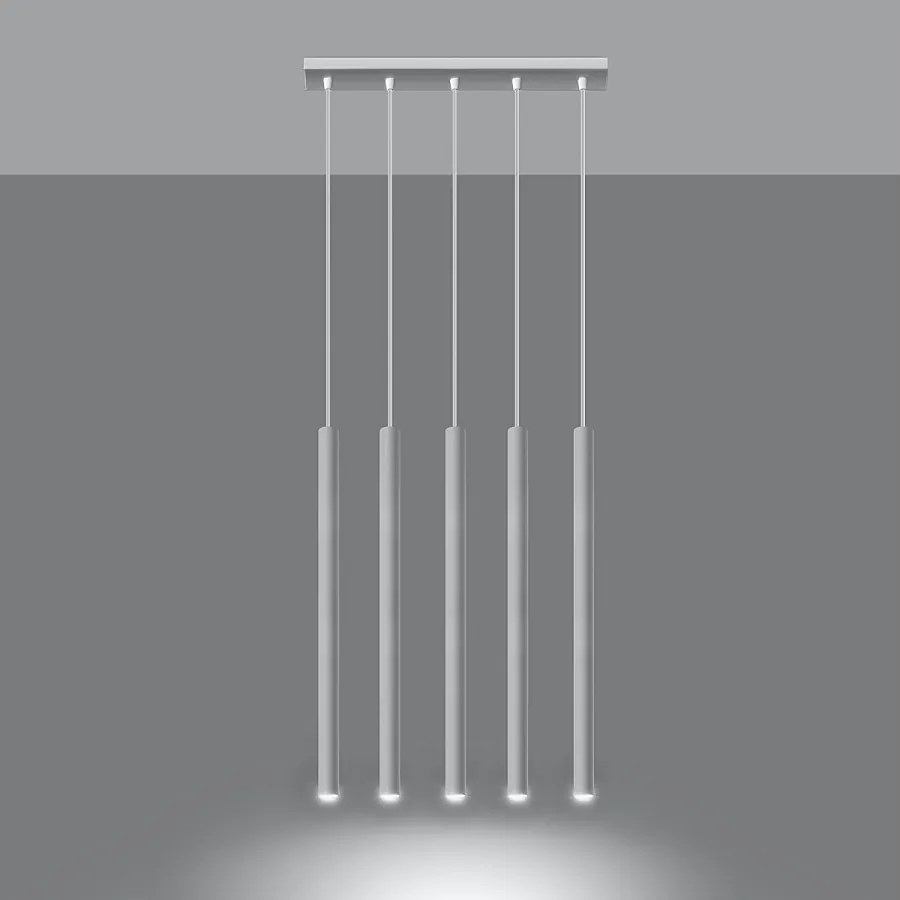 Lampy wiszące nowoczesny Brill, stal - 5 źródło światła 3000K - L.45 x H.90 cm - biały