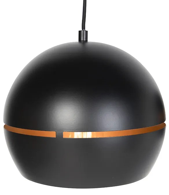 Designerska lampa wisząca czarna ze złotym wnętrzem 3-światłowa - BuellPrzemysłowy Oswietlenie wewnetrzne