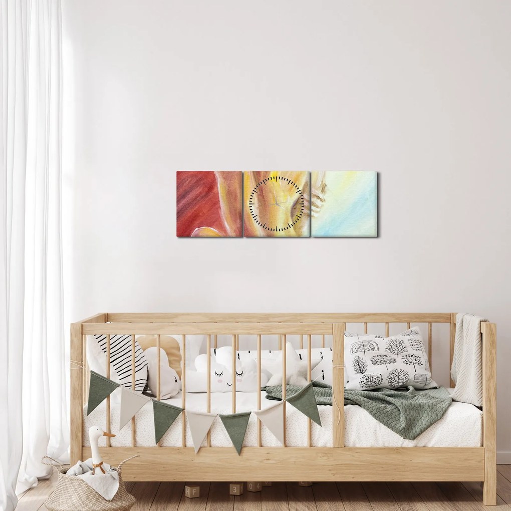 Obraz odpoczywającej kobiety, obraz olejny (z zegarem) (90x30 cm)