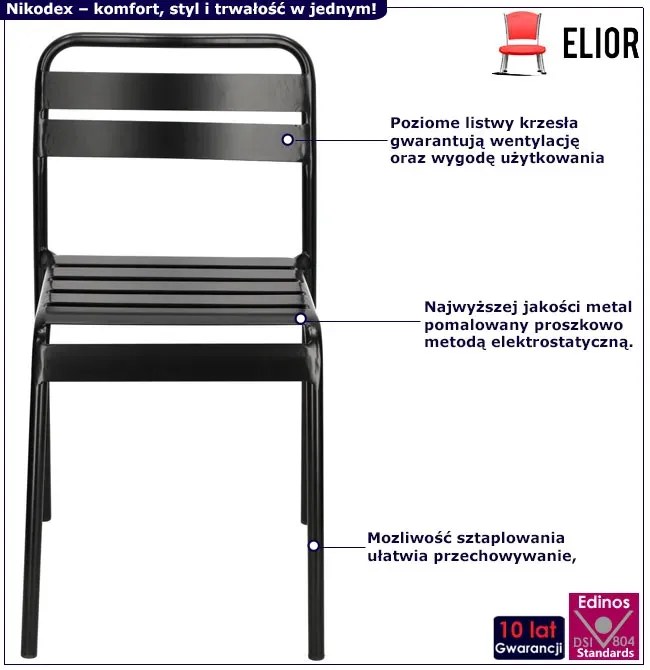 Metalowe Czarne Krzesło Tarasowe S1-Z09