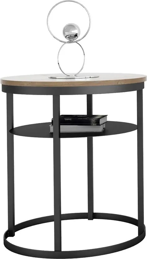 Dwupoziomowy stolik kawowy loft dąb lancelot + czarny K9-F99