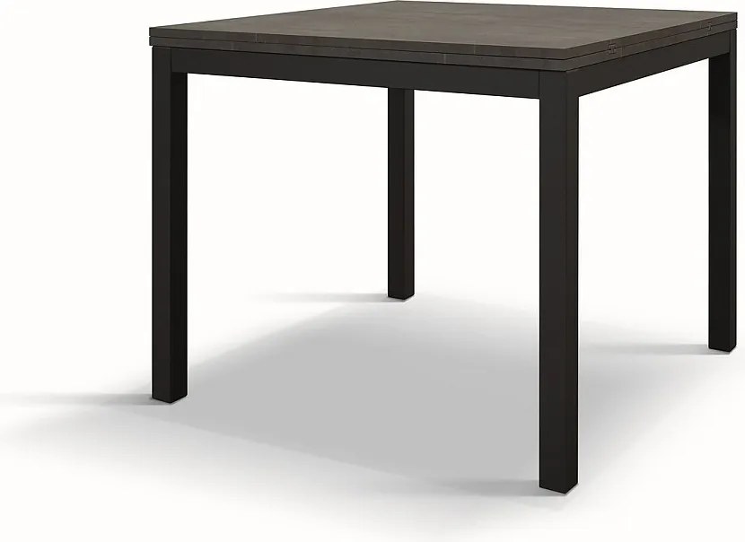Stół drewniany, wykończenie stalowe, metal antracytowy, rozkładany 90x90 - TROPEA