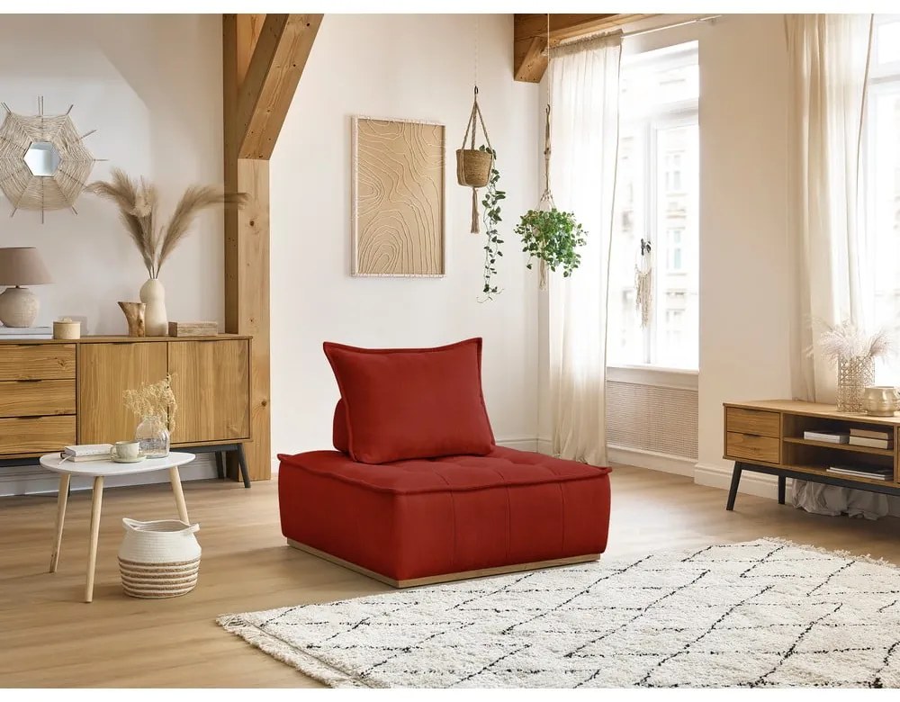 Ceglasty fotel z tkaniny szenilowej Elisa – Bobochic Paris