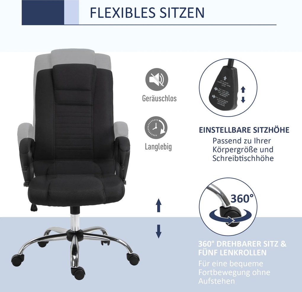 Vinsetto Fotel biurowy obrotowy z funkcją kołysania ergonomiczny regulowany | Aosom PL