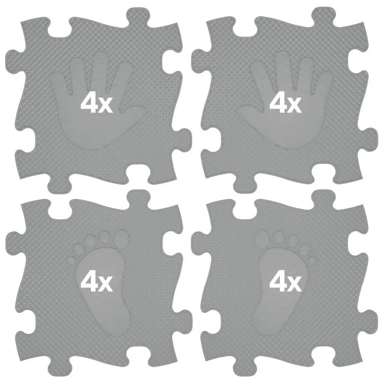 Woopie mata sensoryczna ortopedyczna puzzle ręce i nogi 16 el. - kolor szary