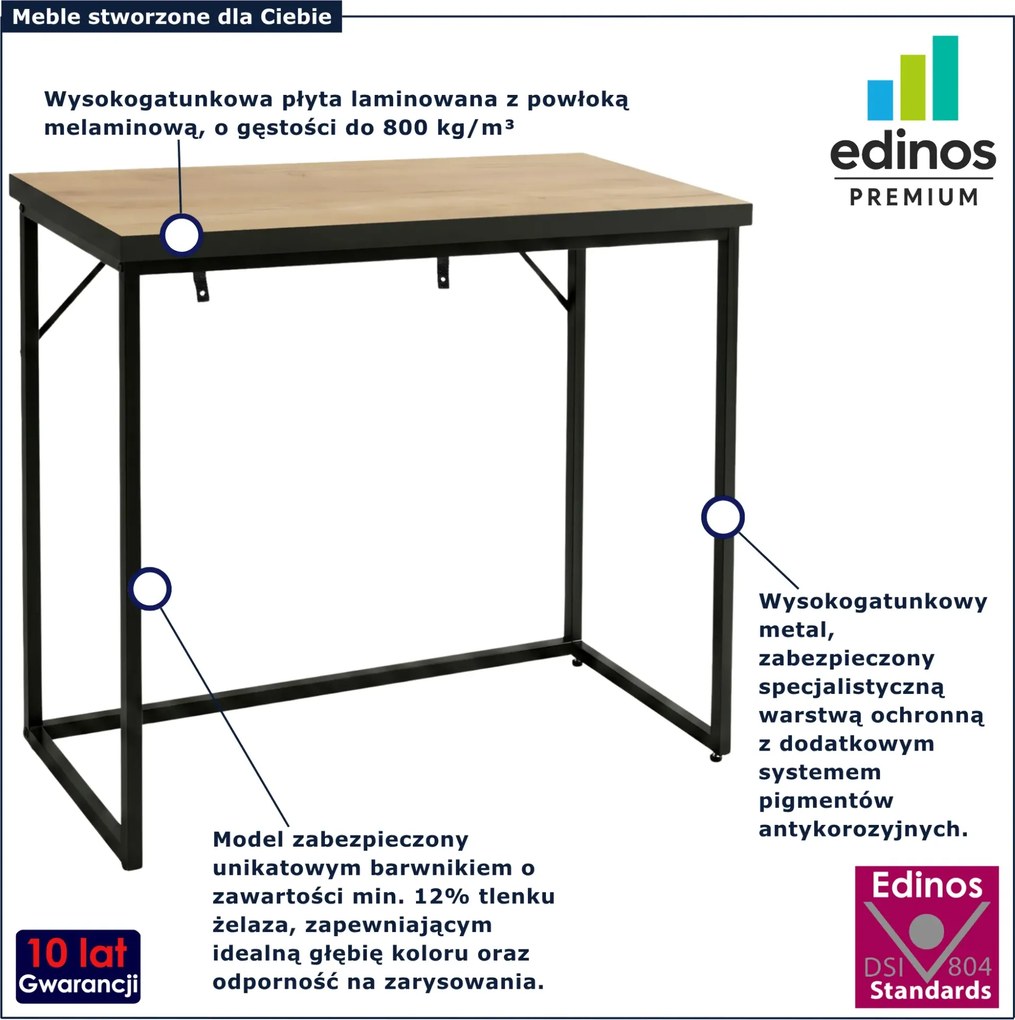 Konsola industrialna na czarnej podstawie dąb craft + czarny B1-H33