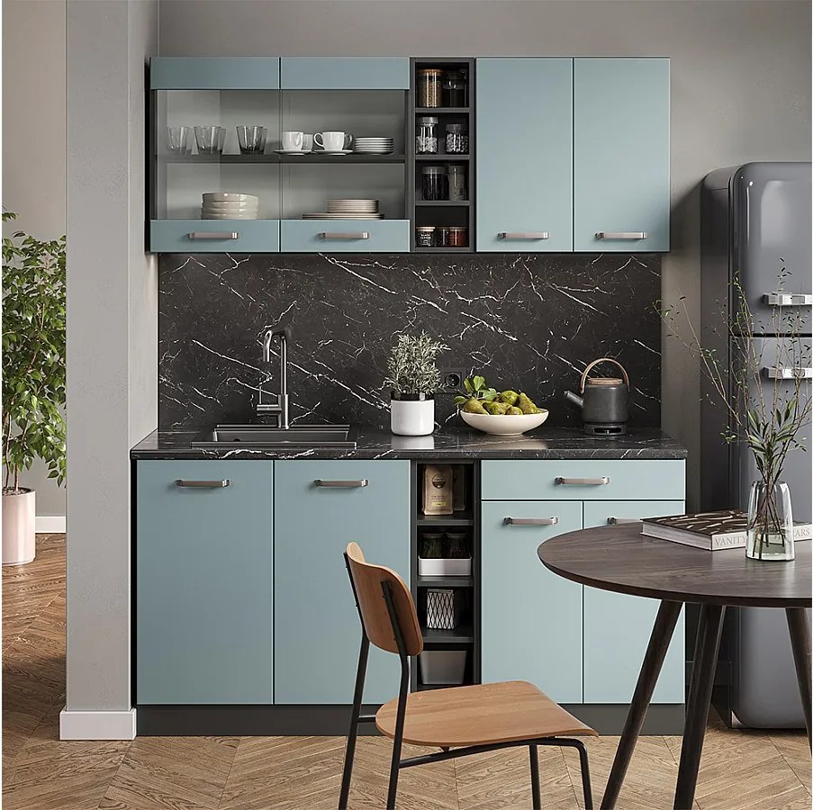 Kuchnia pojedyncza niebiesko-szary/antracytowy 160x46x81.6 r-line