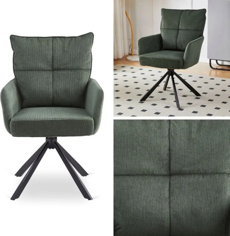 Obrotowe krzesło sztruksowe z poduszką City, styl loft