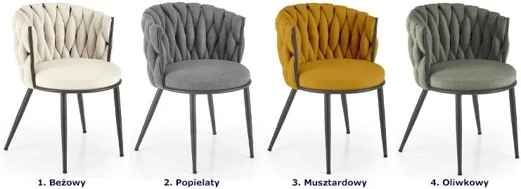 Musztardowe krzesło tapicerowane w stylu modern glam - Dibler