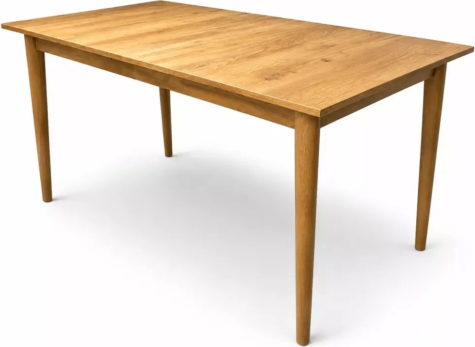 Klasyczny stół rozkładany Walter 150-190x80 cm z laminowanym blatem i okrągłymi drewnianymi nogami do kuchni