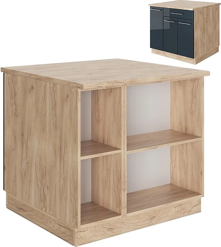 Wyspa kuchenna ciemnoniebieski wysoki połysk 90x60x82 fame-line