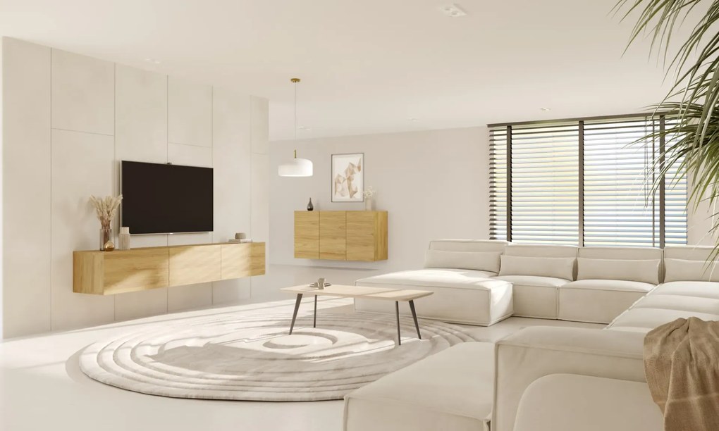 Szafka RTV GABI 180cm dąb hikora wisząca KOCOT MEBLE