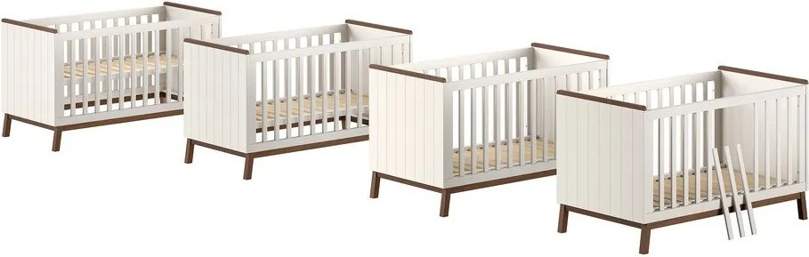 Beżowe łóżeczko z litego drewna sosnowego ze zdejmowanym bokiem/z regulowaną wysokością 70x140 cm Sezane – Vipack