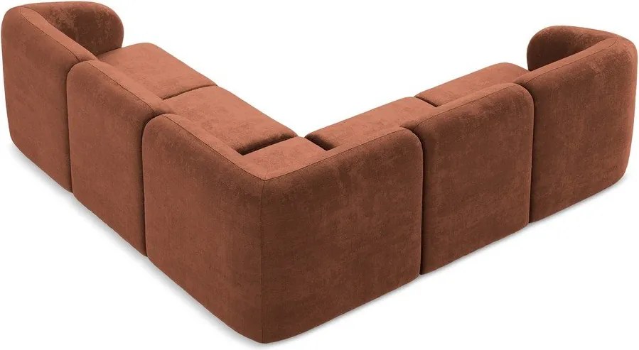Narożnik z tkaniny szenilowej w kolorze terakoty Lani – Makamii