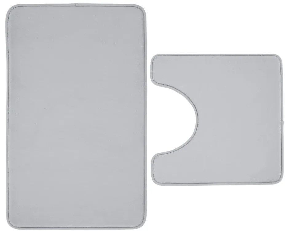 Jasnoszare dywaniki łazienkowe do WC z pianki pamięciowej zestaw 2 szt. 50x80 cm Anti-Bacterial – Catherine Lansfield