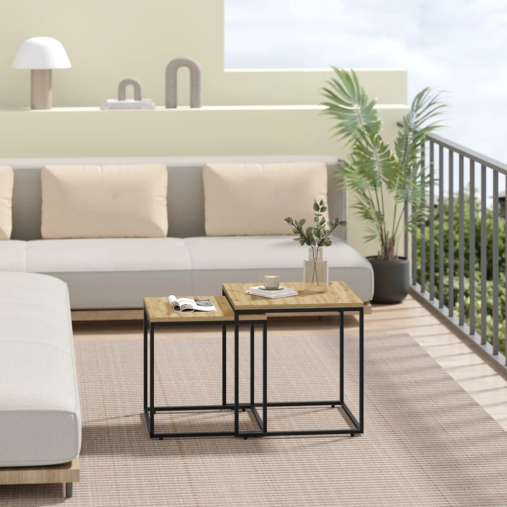 Zestaw 2 stolików kawowych QUADRO, dekor dąb artisan