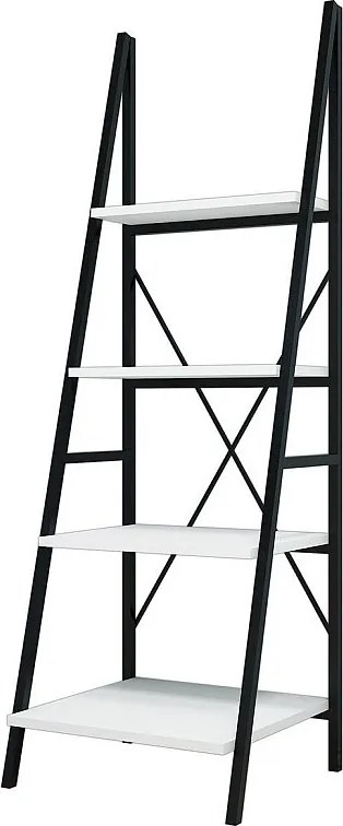 Regał na książki – 50 cm x 150 cm x 44 cm – Biały i czarny – Metal i płyta wiórowa