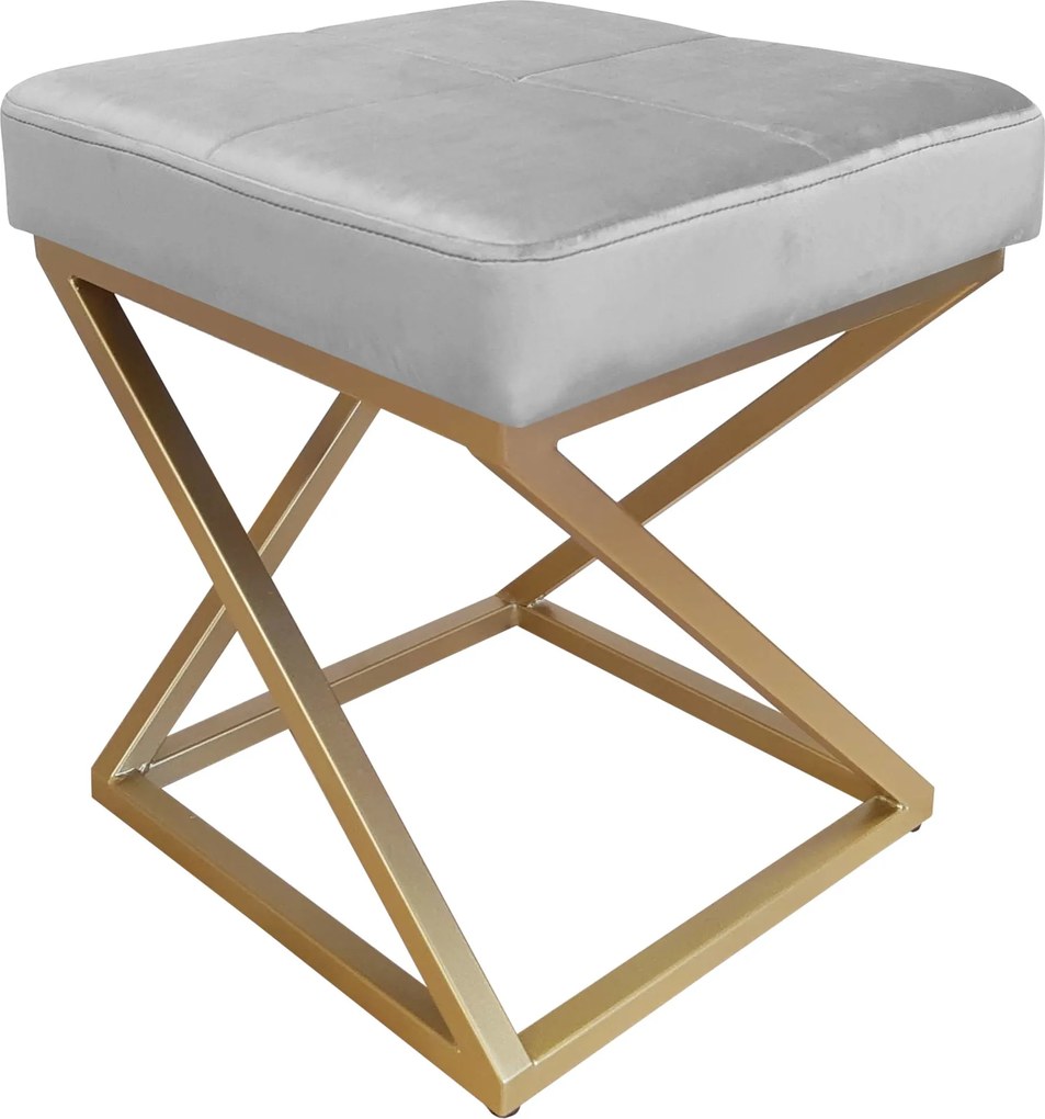 Pufa ZOA tkanina Welur loft ławka podnóżek metal : Kolor Stelaża - Złoty, Kolor tkaniny - VELVET - MG39, Typ tkaniny - Velvet