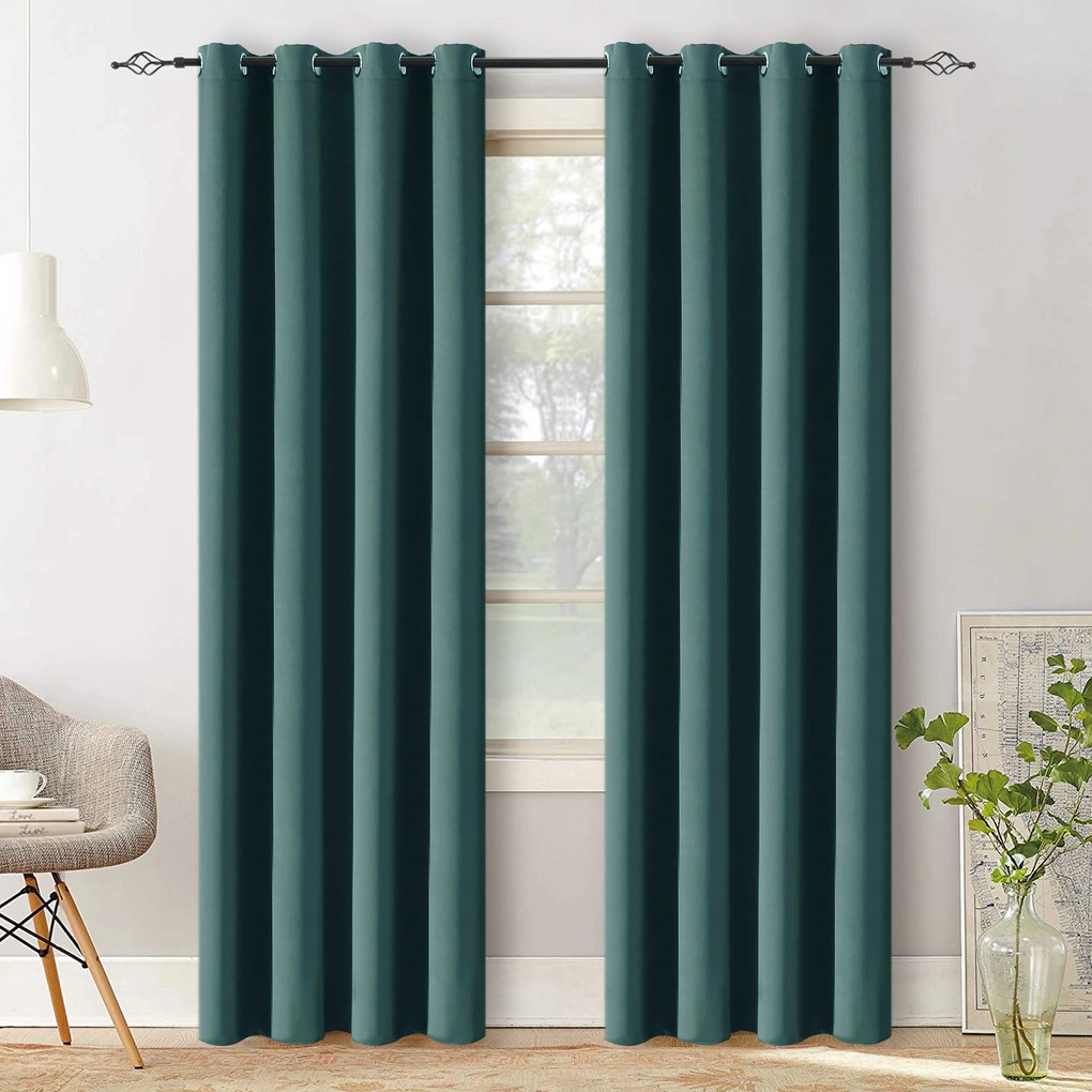 Niebieskozielona zasłona OXFORD 140x250 cm Zawieszanie: Metalowe pierścienie