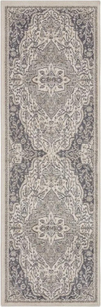 Dywan Terrain designerski Orientalny Ornament Kremowo-Szary z krótkim włosiem 80 cm x 200 cm Certyfikat Oeko-Tex
