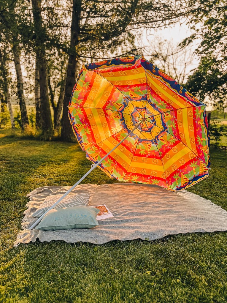 Czerwono-żółty parasol BLISS 180 cm