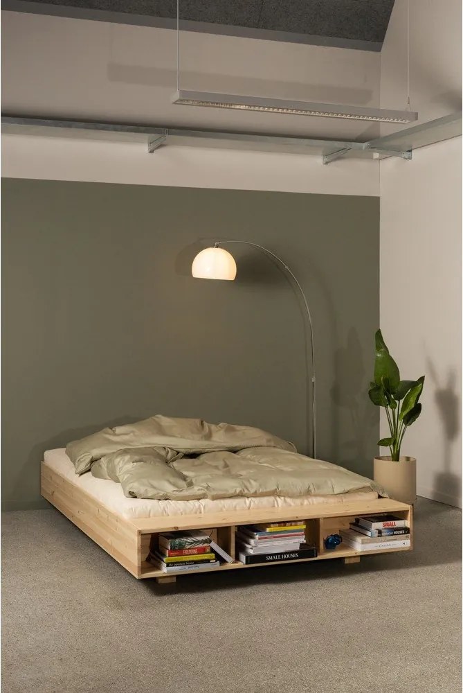 Łóżko dwuosobowe z litego drewna sosnowego ze stelażem 140x200 cm Merge – Karup Design