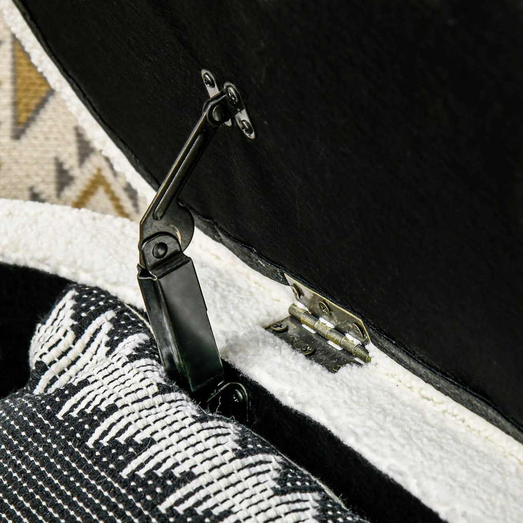 HOMCOM Ławka z miejscem do przechowywania, polar Teddy, 116x41x40,5cm, kremowa