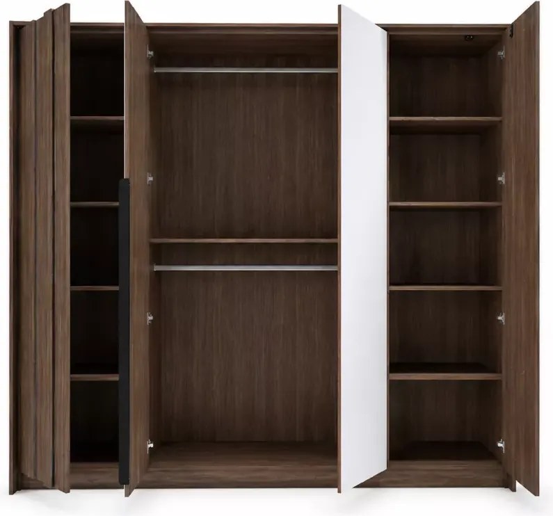 Szafa Dunin 4D z lustrem 223 cm – nowoczesna szafa do sypialni z pojemną przestrzenią i eleganckim wykończeniem