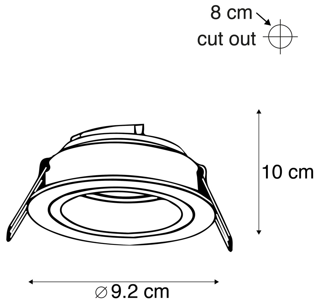 Inteligentny reflektor wpuszczany czarny okrągły z WiFi GU10 - Chuck Nowoczesny Oswietlenie wewnetrzne