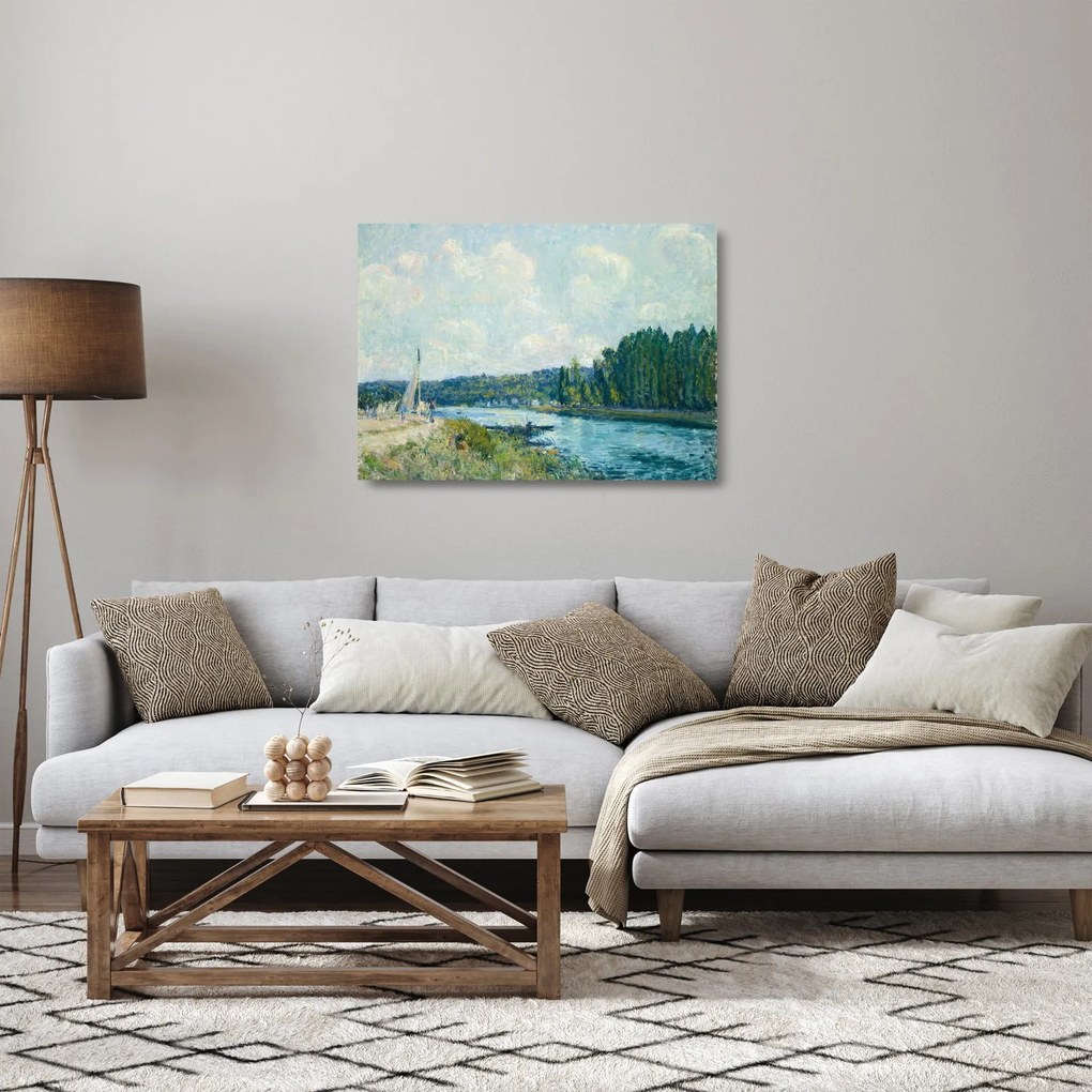 Obraz na szkle - Alfred Sisley, The Banks of the Oise, reprodukcje (70x50 cm)