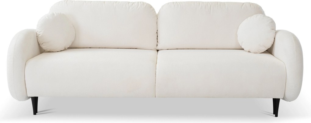 Masseno Sofa AGIO z funkcją spania i pojemnikiem na pościel, Rozkładana sofa - Kremowy, RUN AGAIN 01