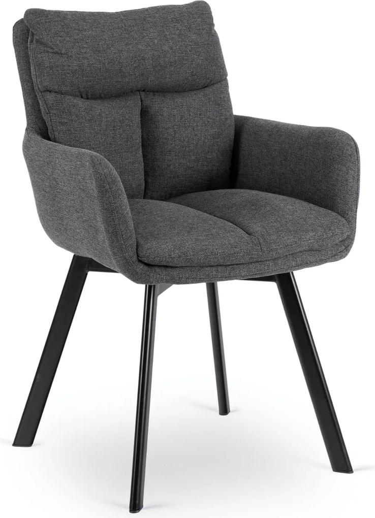 Krzesło Tapicerowane Obrotowe do Salonu CORTADO Ciemnoszare Nowoczesne