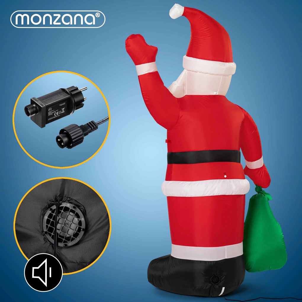 Nadmuchiwany Mikołaj z oświetleniem, 180cm, czerwona Monzana