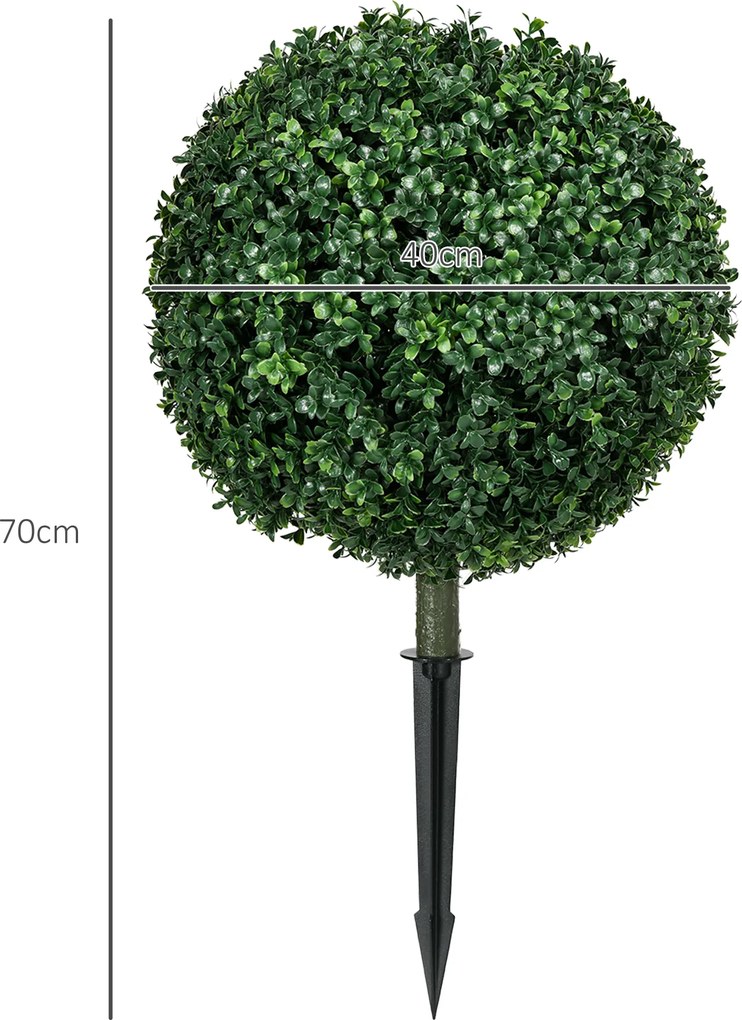 HOMCOM Sztuczny Bukszpan w Zestawie 2 szt., Realistyczny, Odporny na Warunki Atmosferyczne, Łatwy w Pielęgnacji, 70 cm