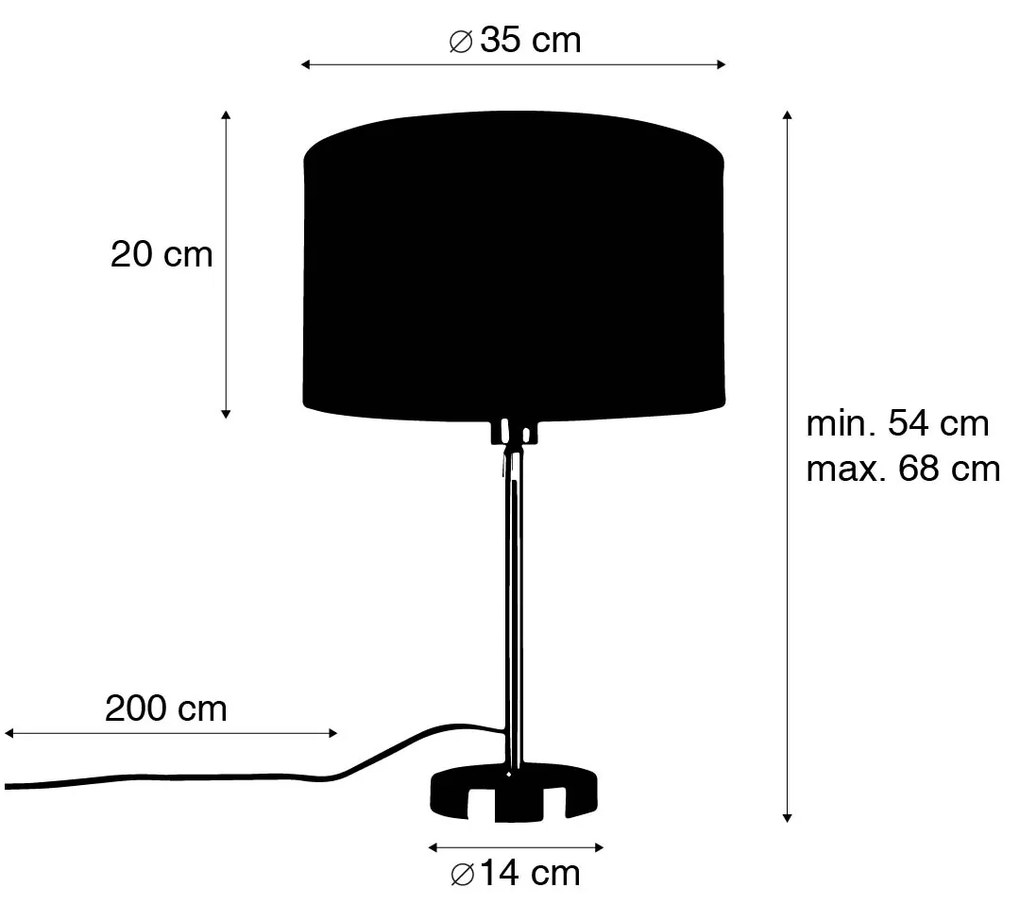 Lampa stołowa czarna regulowana z kloszem jasnobrązowym 35 cm - ParteDesignerski Oswietlenie wewnetrzne