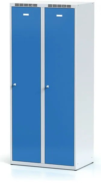 Alfa 3 Szafka ubraniowa S6 z przegrodą, 2-drzwiowa, 1800 x 800 x 500 mm, zamek obrotowy, drzwi niebieskie