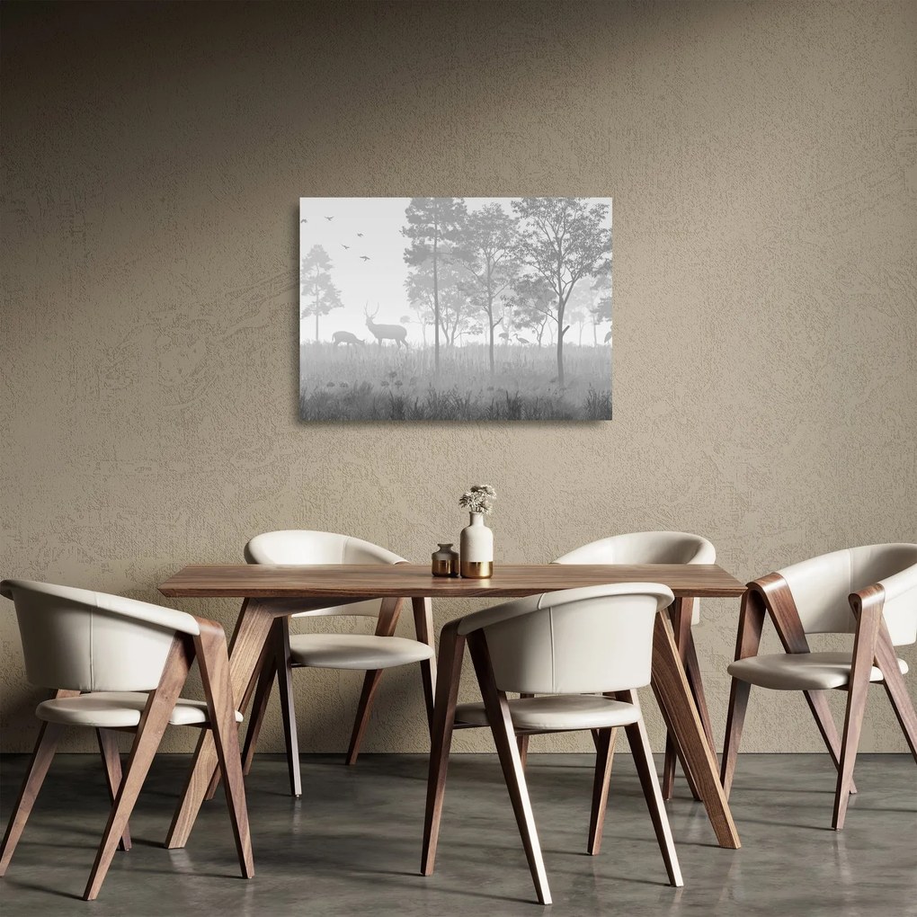 Obraz na szkle - Łąka z jeleniami (70x50 cm)