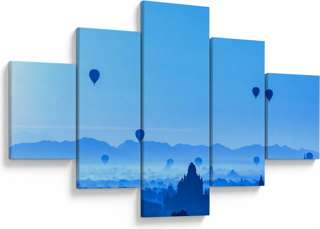 Obraz - Balony nad krajobrazem (125x70 cm)