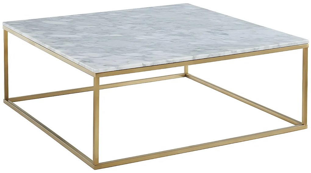 Designerski stolik kawowy ARETHA marki Pascal Morabito- Marmur i metal - Biało-złoty