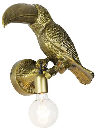 Vintage Lampa ścienna mosiądz - Zwierzę Tukan Rustykalny / Vintage Oswietlenie wewnetrzne
