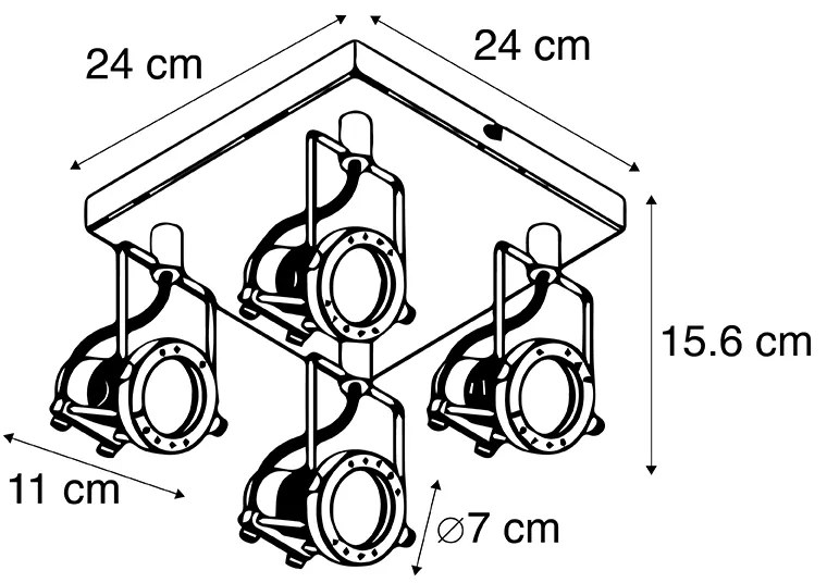 Industrialny reflektor czarny 4-światłowy - Suplux
