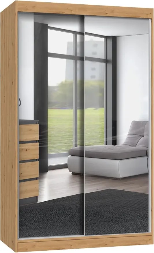 Nowoczesna garderoba z lustrami 120 cm dąb atisan S5-D07