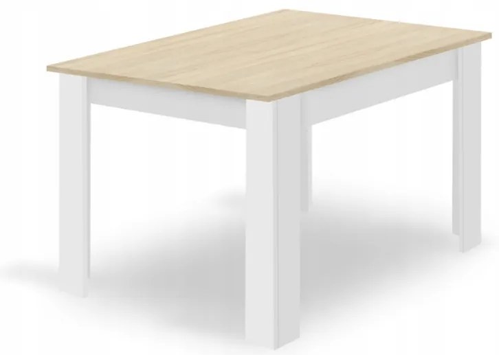 Zestaw do jadalni 1+4, biały stół w dekorze dąb sonoma MADO 120x80cm i szare aksamitne krzesło SOLDEN