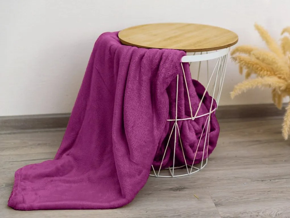 Purpurowy koc z mikropluszu VIOLET, 150x200 cm