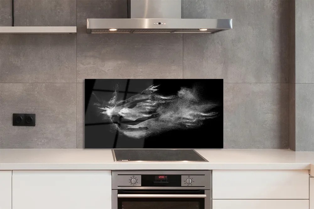 Panel szklany do Kuchni Baletnica w Dymie na Szarym Tle