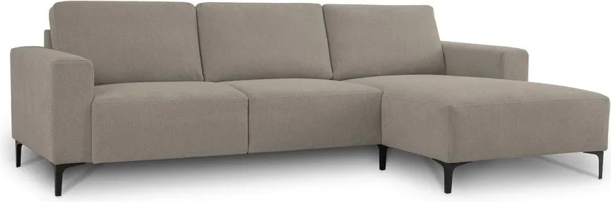 Jasnobrązowy narożnik z tkaniny szenilowej (prawostronny/z szezlongiem) Fabian – Scandic