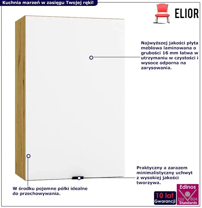 Szafka kuchenna wisząca 45 cm biały + dąb artisan - Elandro 20X