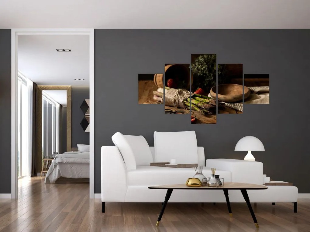 Obraz szparagów na stole (125x70 cm)