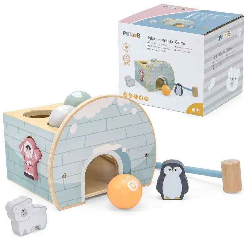 Viga polarb drewniany przebijak igloo z młoteczkiem figurkami i sorterem