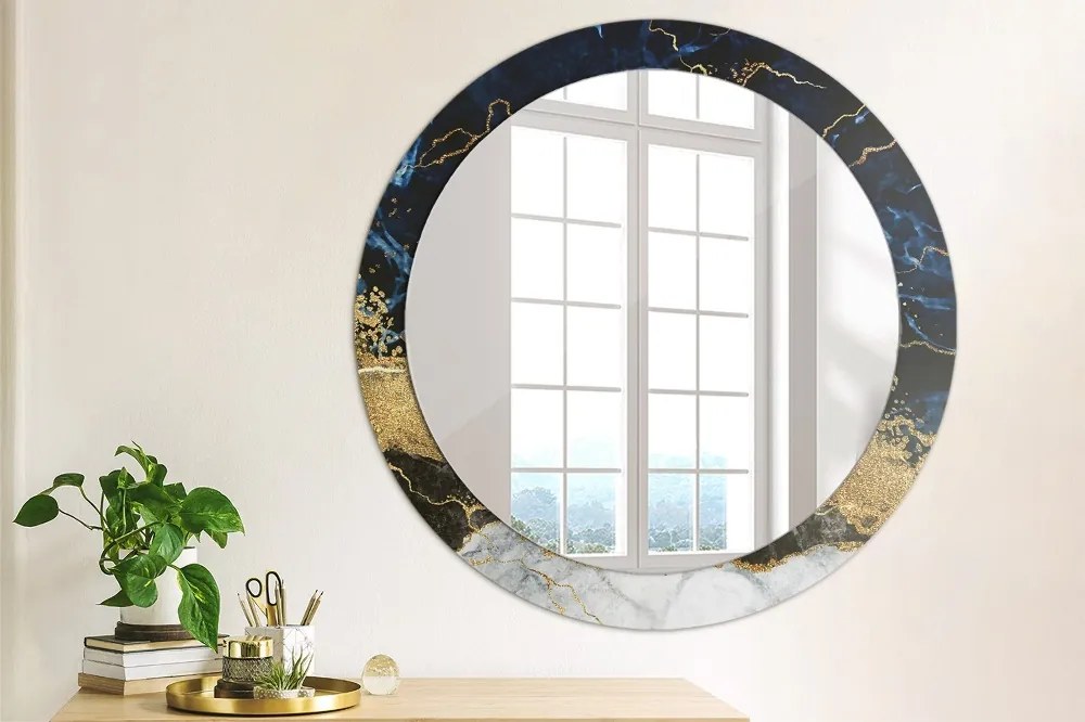 Lustro dekoracyjne okrągłe Niebieski marmur
